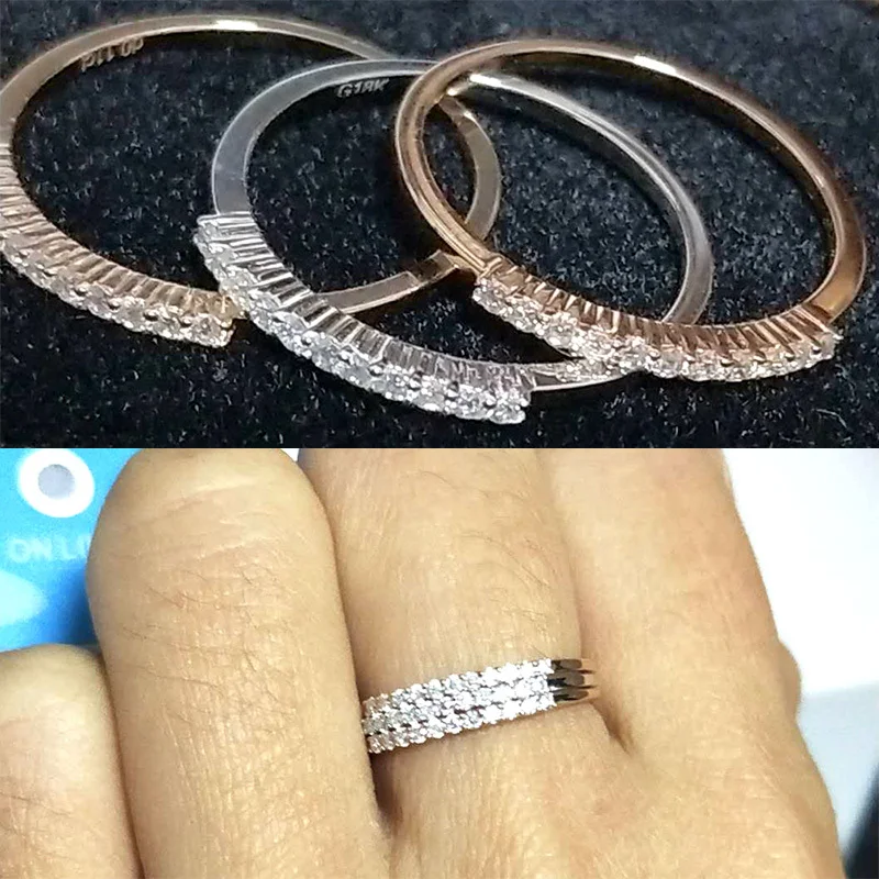 Женское уникальное свадебное кольцо Moissanite Золотое с бриллиантами 14 к 585 пробы 0 12