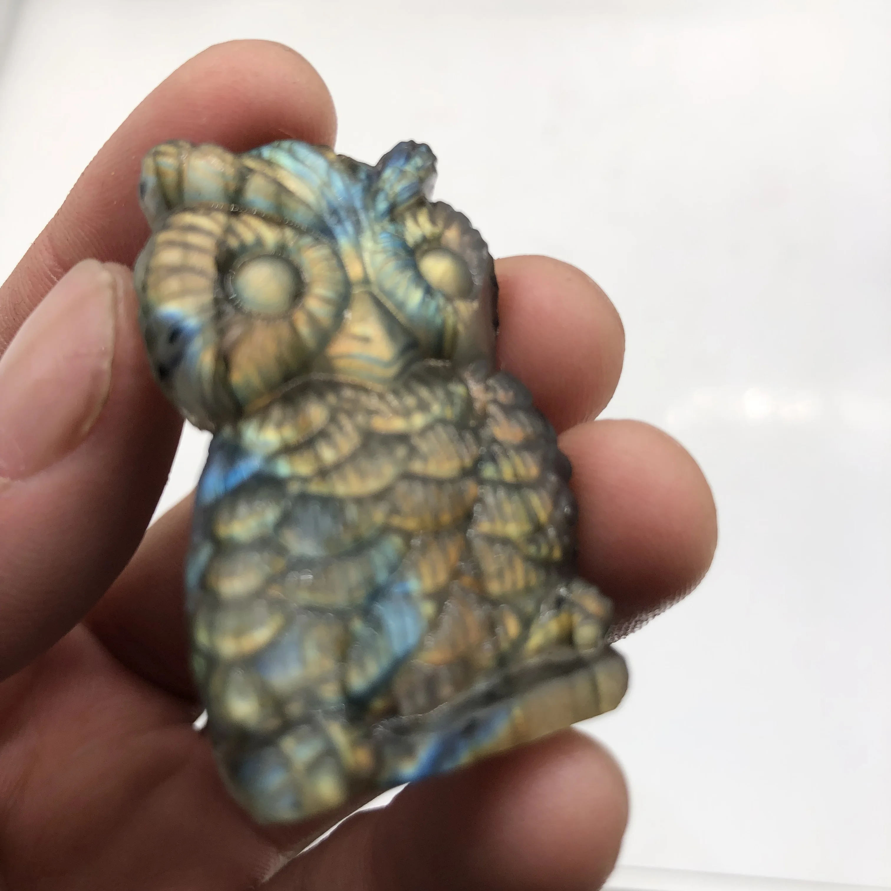 

Estatueta de coruja Gemstone Natural Labradorite Crystal Healing Reiki