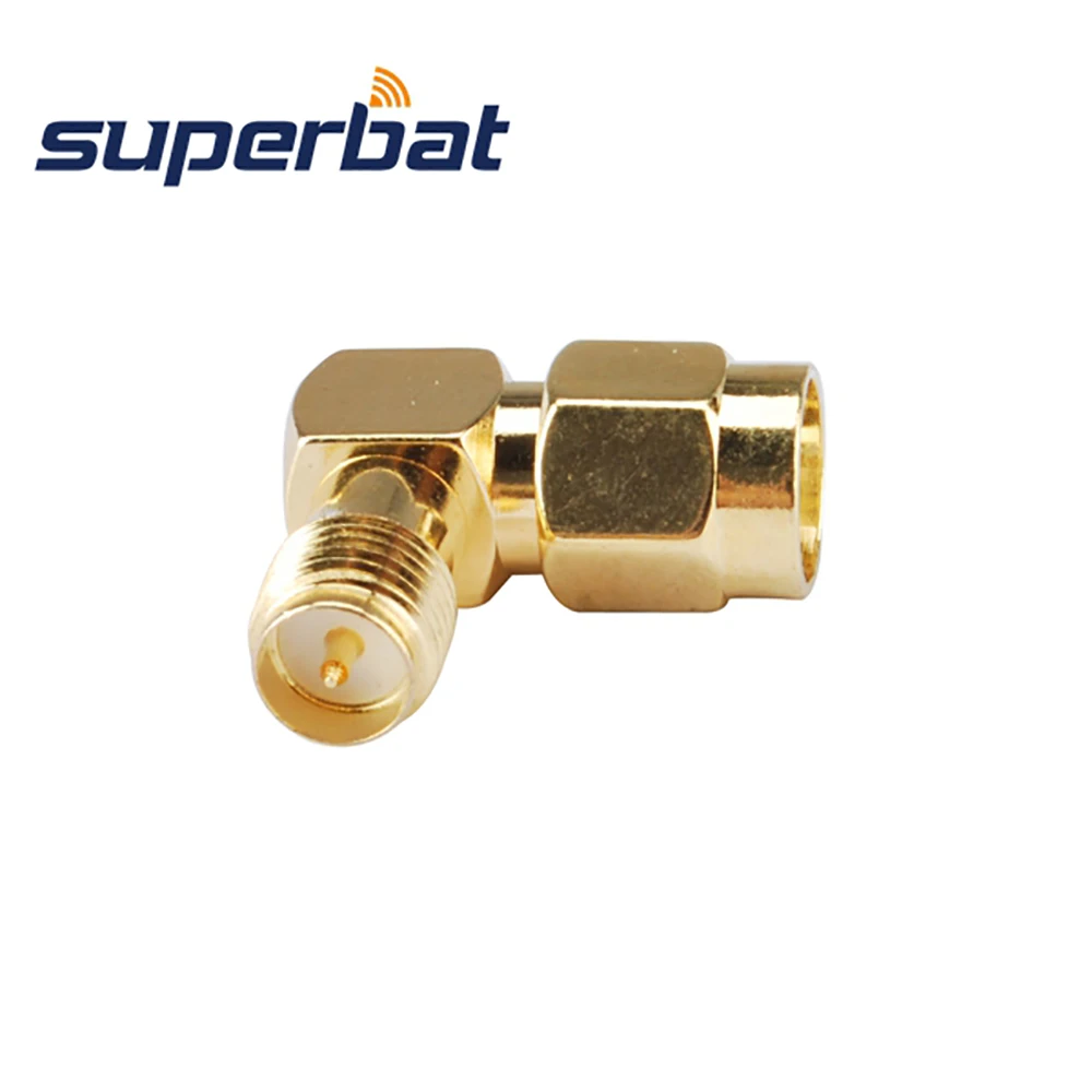 Superbat 5pcs RP-SMA Adapter RP-SMA Male to RP-SMA Female RF Adapter Right Angle Connector
