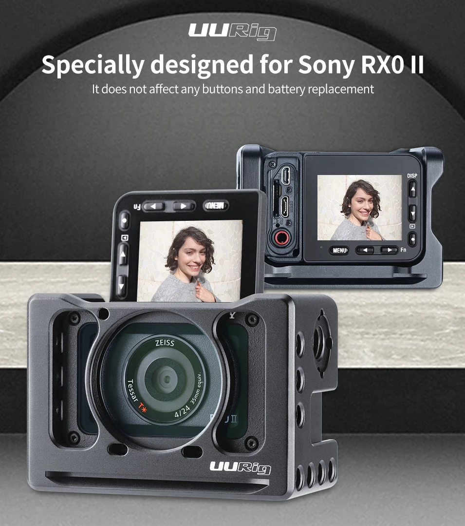 UURig R-RX0 II камера Vlog металлическая клетка чехол для sony RX0 II ARRI Холодный башмак 1/4 3/8 винт для микрофона светодиодный светильник VS Smallrig