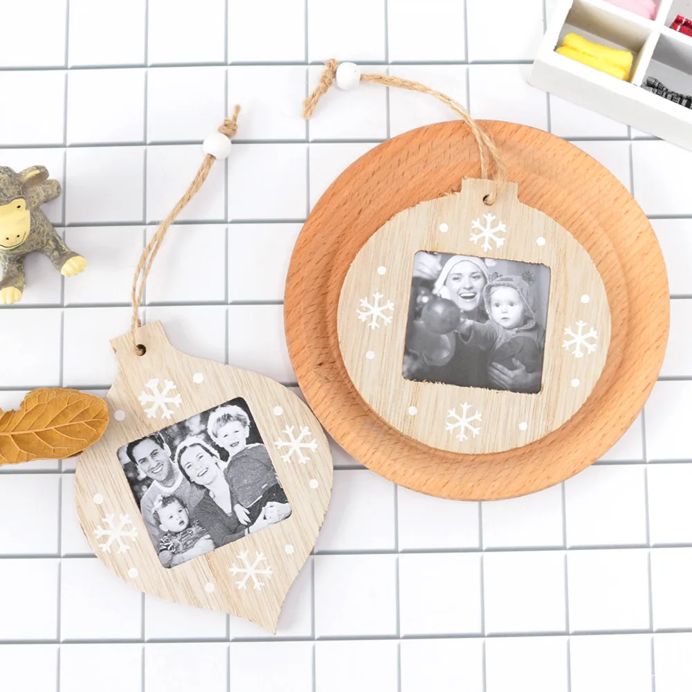 1 шт. кулон-фоторамка деревянные елочные украшения Рождественские