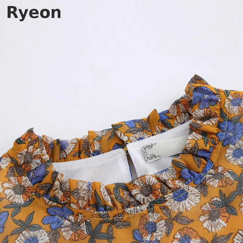 Ryeon 5XL Плюс Размер женщин шифоновые платья цветочным узором старинных