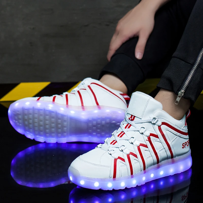 Свет Кроссовки светящиеся Обувь USB Зарядное устройство с загорается СВЕТОДИОД