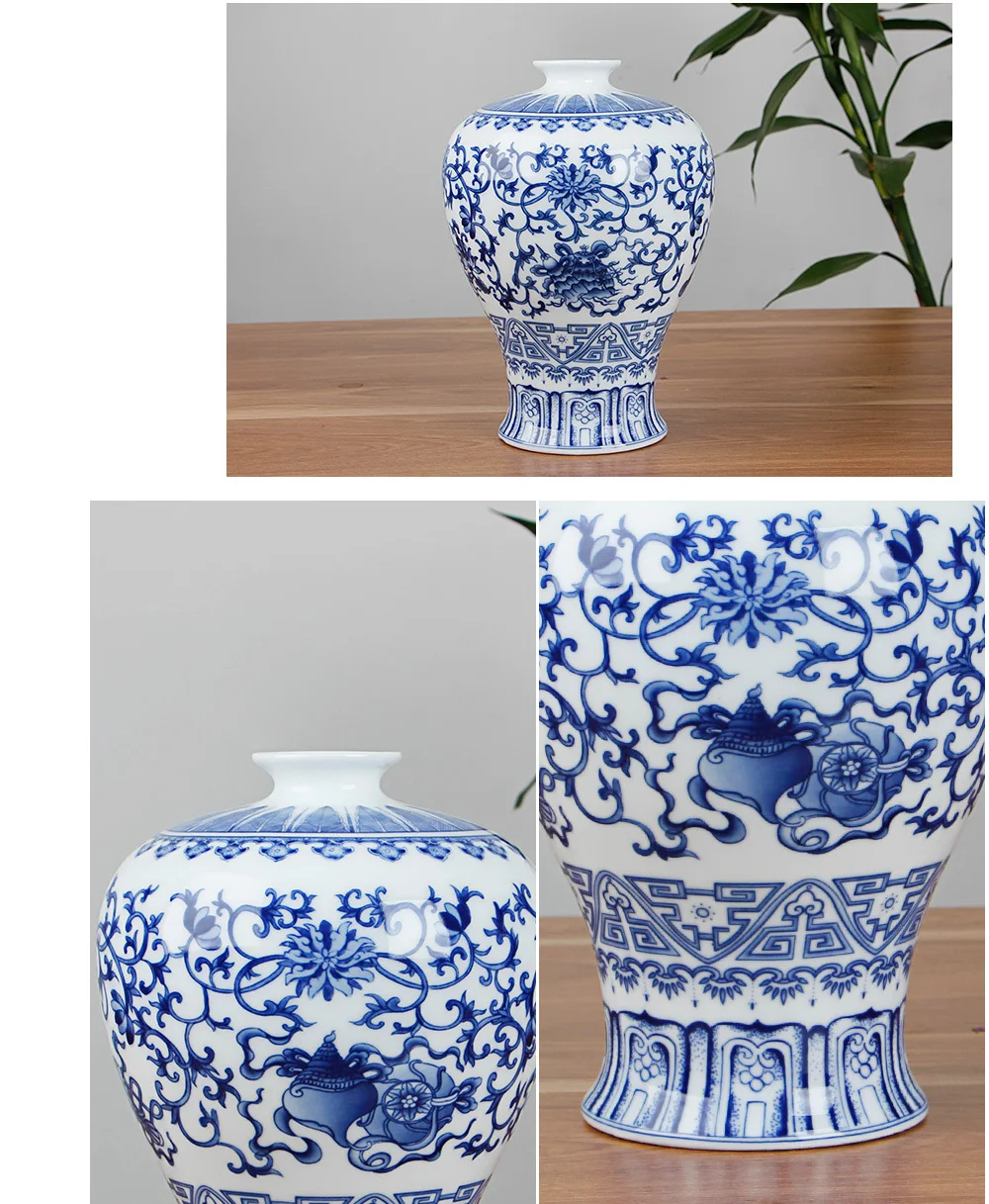 Classic Chinese Blue And White Ceramic Vase Ancient Tabletop Porcelain Flower Vase For Hotel Dining Room wedding Decoration