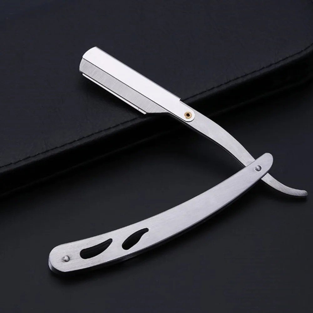 ZY Парикмахерская прямой край бритва Складная Опасная борода из нержавеющей