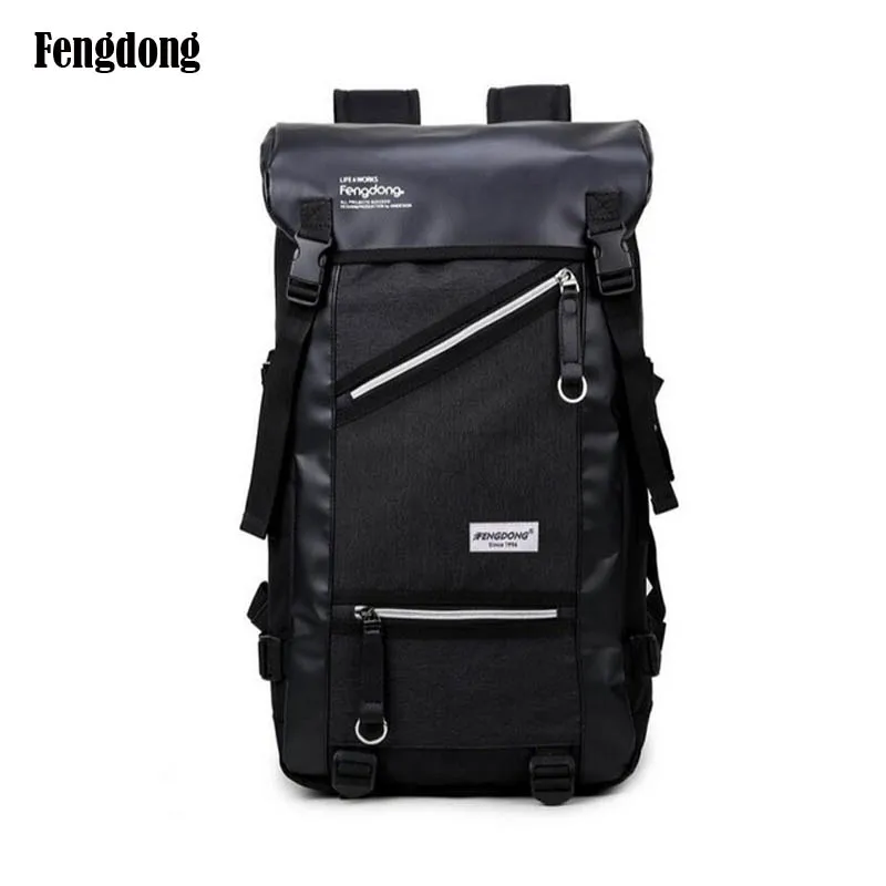 Мужской камуфляжный рюкзак Fengdong Черный Большой Вместительный водонепроницаемый