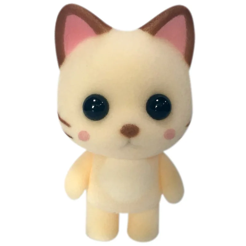light yellow Маленькие милые флокированные кукольные игрушки Kawaii Мини-кошки, украшение автомобиля, фигурки, игрушки для детей, подарки для DIY, кукольный домик, флокированные животные - Цвет: light yellow