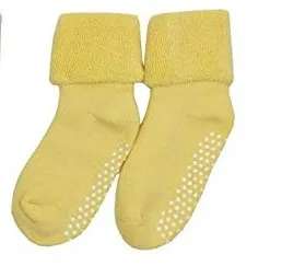 Yellow Толстые хлопковые носки унисекс с захватами, антискользящий для новорожденных, носки для малышей, маленькие девочки и мальчики на зиму - Цвет: Yellow
