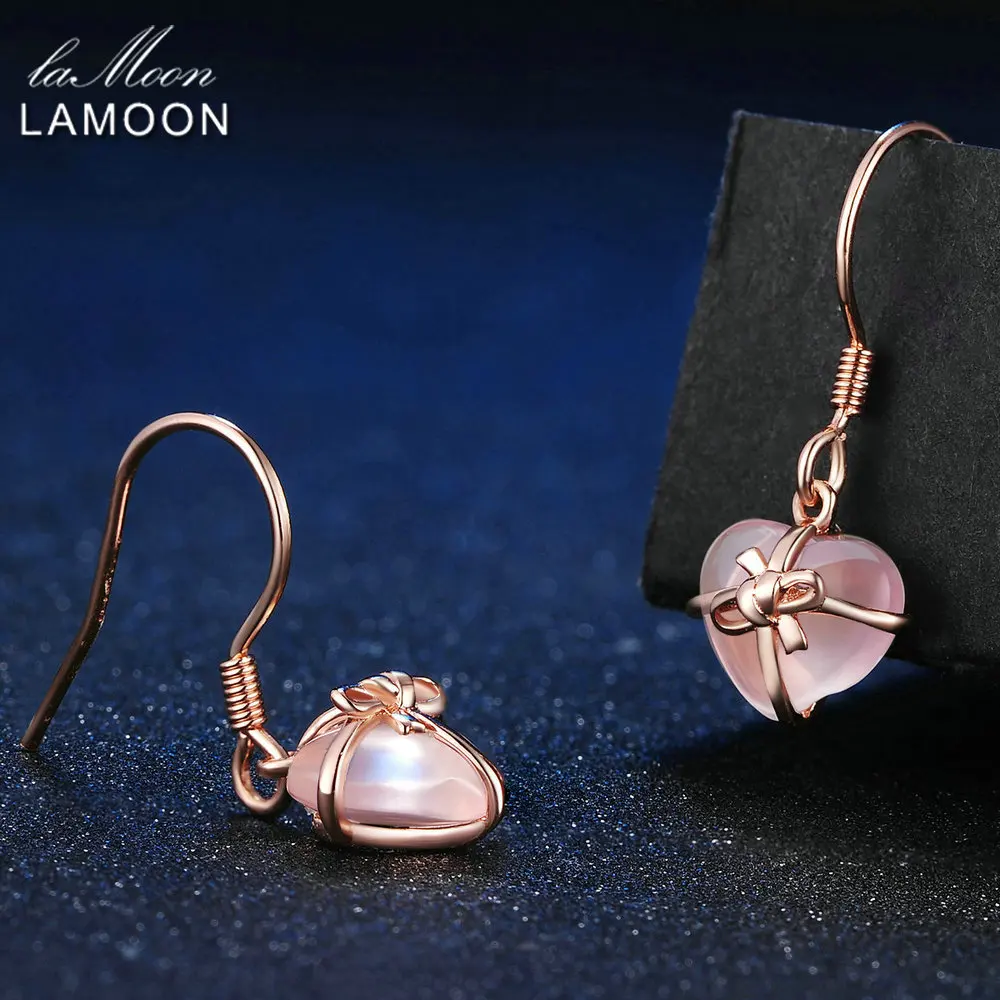 Серьги подвески из серебра 100% пробы с розовым кварцем 7 х8 мм|drop earrings|earrings dropsearrings