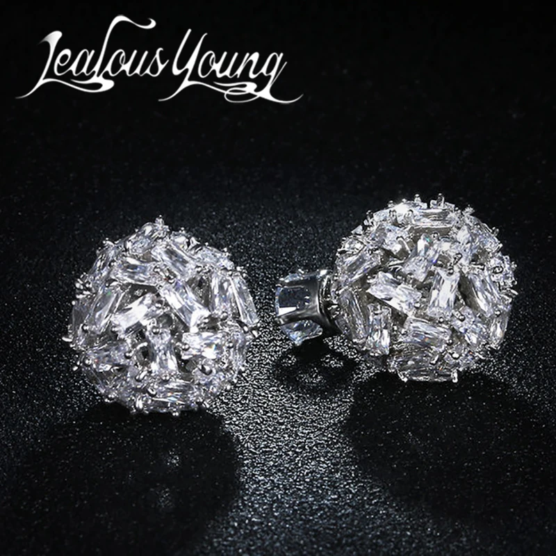 2017 модные большие круглые серьги гвоздики с блестящим кубическим цирконием