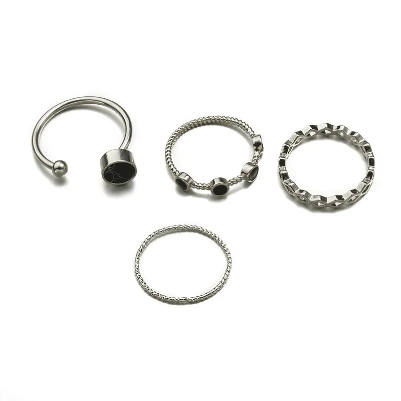 2019 корейская мода Винтаж серебро Цвет черный бисер воды пульсация полые