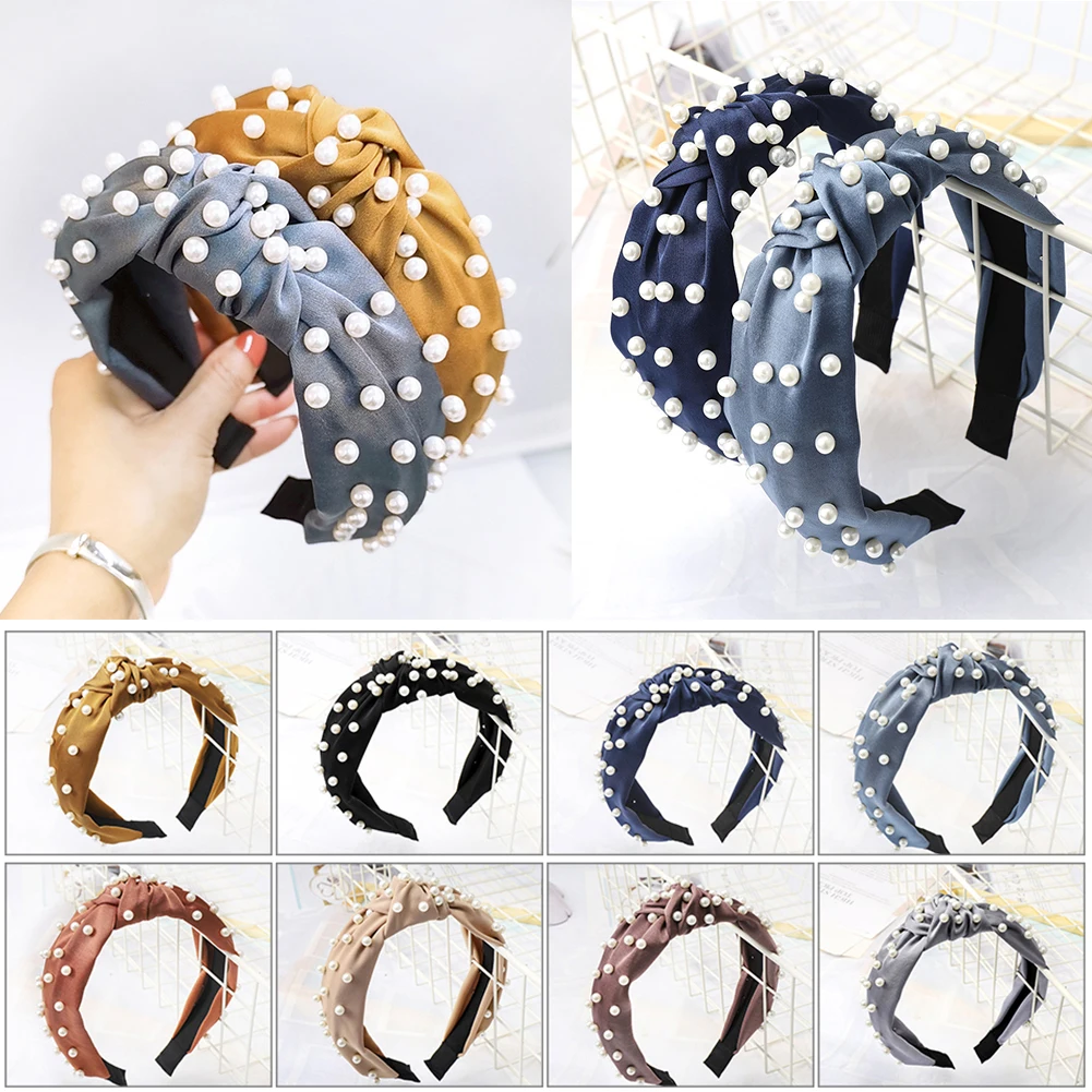 Korean Pearl Head bands for Women Bezel Simple Knoted Hair Loop headband Hairband Fashion Headwear Girls Accessories |