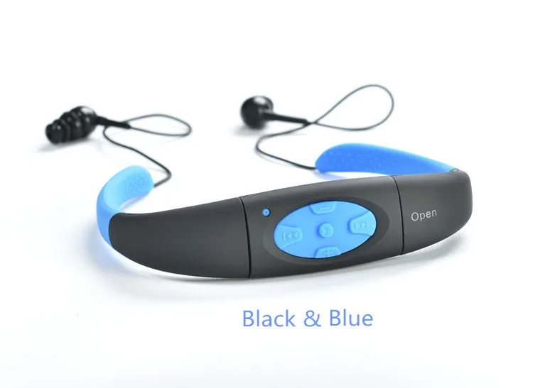 IPX8 водонепроницаемый 8 Гб подводный спорт MP3 музыкальный плеер шейным стерео аудио наушники с FM для дайвинга плавательный бассейн