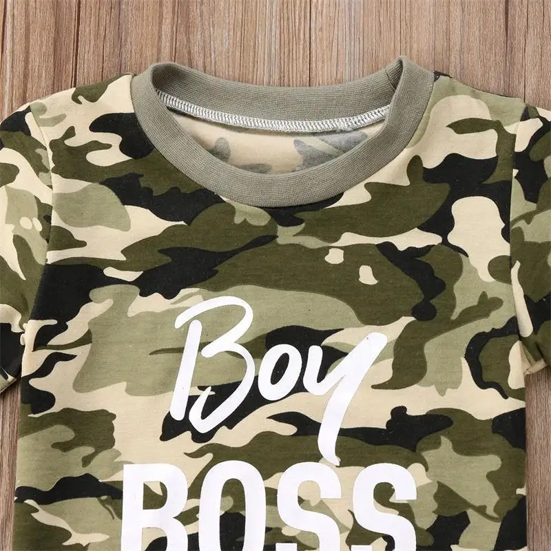 2018 Brand New Infant Toddler Child Kids Baby Boy Summer Clothes T-Shirts Tee Camo Tops Denim Pants 2Pcs Outfits Set 1-6T | Детская