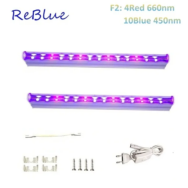 ReBlue Led Grow светильник расти светодиодные лампы 7 Вт растительная лампа для выращивания светильник для растений полный спектр для выращивания растений в помещении AC220V T5 лампы для растений - Испускаемый цвет: 2Pcs 4Red10Blue