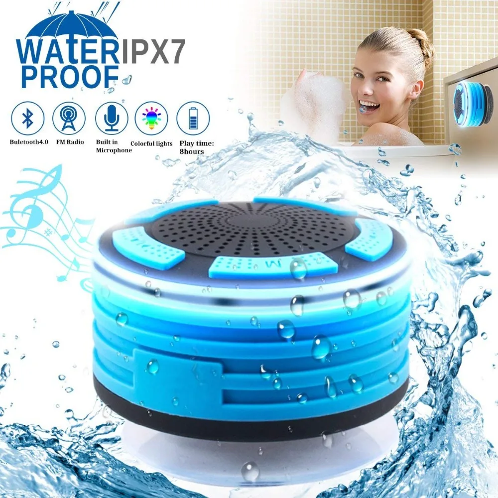 Bluetooth Shower Speaker Waterpoof Radios with Light Wireless Bathroom FM | Электроника
