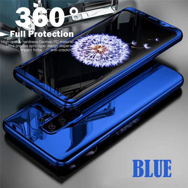 Blue Роскошные 360 металлизированный зеркальный чехол для samsung Galaxy S10 S9 S8 плюс S10e S7 мягкая пленка чехол для samsung Note 9 8 A5 A7 - Цвет: Blue