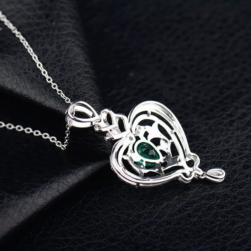 Груша 5x7 мм 18 карат белое золото бриллиант изумруд свадебное ожерелье любящий