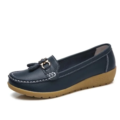 SLYXSH Women Ballet Shoes Flats Cut Out Leather Breathbale Moccains Boat Ballerina Ladies