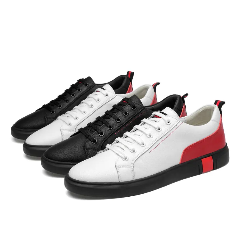 Мужские кроссовки для скейтбординга большого размера 47 из натуральной кожи спортивные кеды для активного отдыха на природе для мужчин черного цвета с плоской шнуровкой.