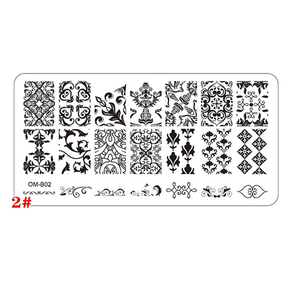 Pattern 2 1 шт. прямоугольник Нержавеющая сталь Дизайн ногтей штамповка Плиты шаблона цветочный Кружево сетки ногтей изображения Stamp плиты DIY Инструменты для маникюра - Цвет: Pattern 2