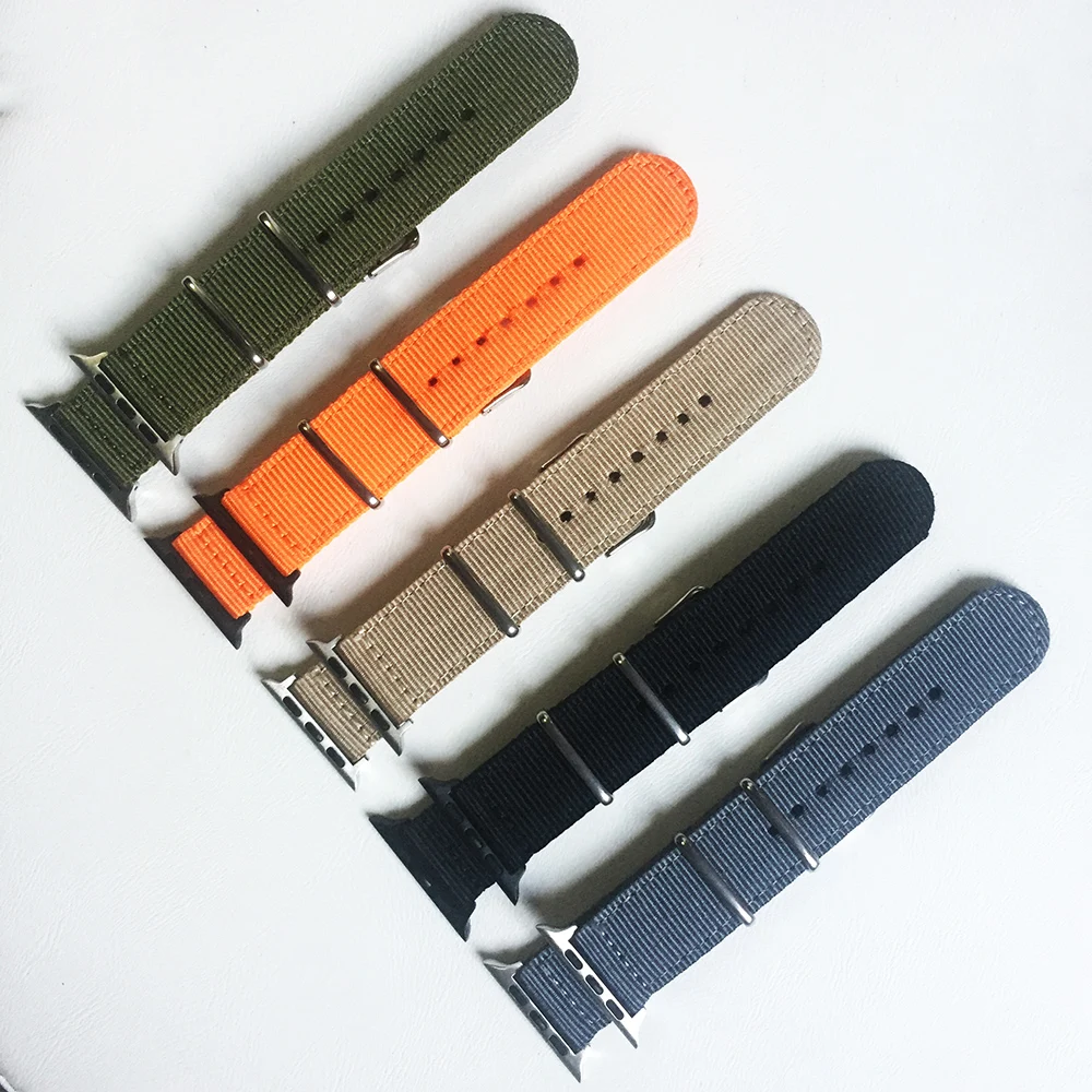 Нейлоновый спортивный ремешок для часов Apple Watch Series 4 42 мм 38 iwatch 1 2 3 40 44 черный