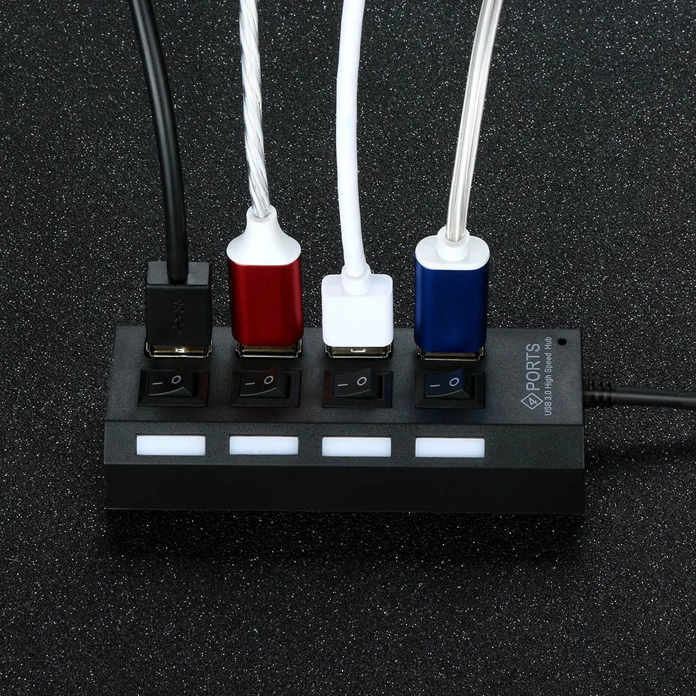 Адаптер концентратора для ПК ноутбука Hi-Speed 4 порта светодиодный адаптер USB 3 0
