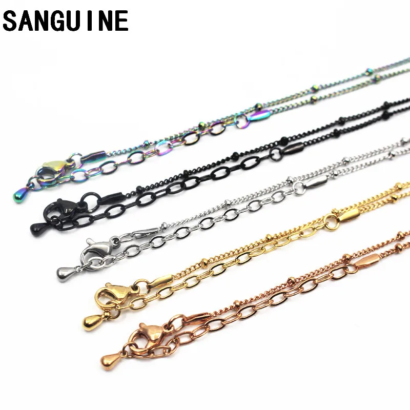 Новинка 5 шт./лот бусы из нержавеющей стали цепочки омары застежка ожерелье 45 + см