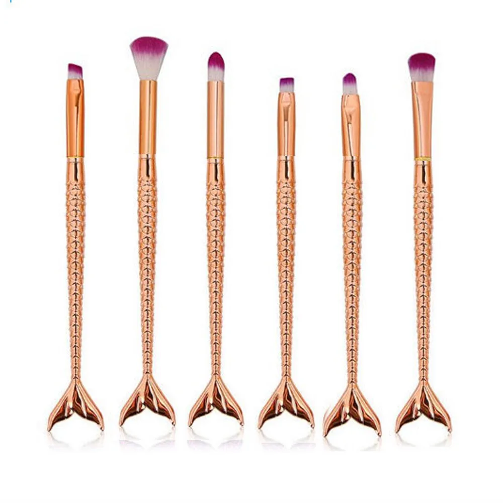 6 шт. рыбий хвост русалки Макияж Кисточки комплект Основа тени для век Блеск