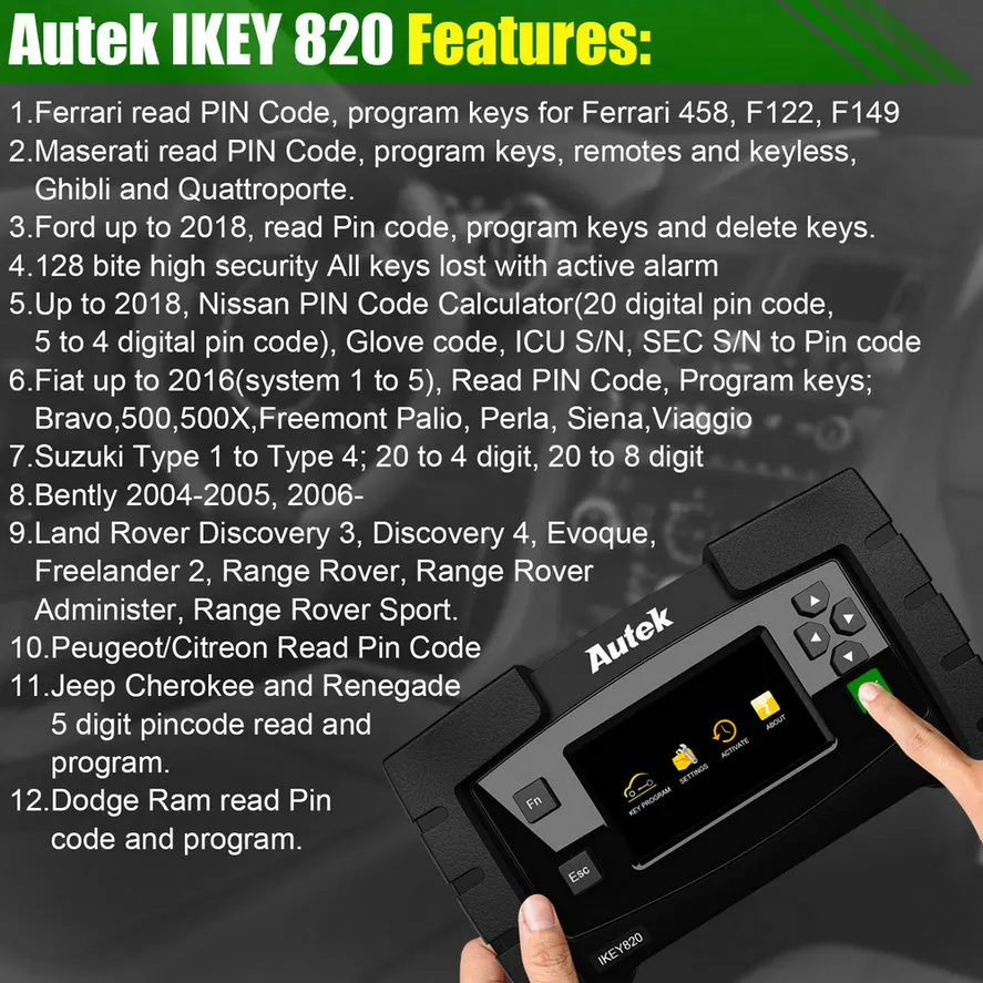 Autek iKEY820 Auto Key Programmer Professional Pin Code Reader Immobilizer Car Key Programming Diagnostic Tool For All Key Lost