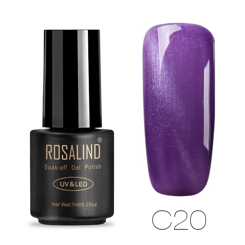 RAC20 ROSALIND 7 м лак для ногтей магнит кошачий глаз замочить от полу Vernis Перманентный голографический Блеск Гель lacuqer УФ светодиодный лак - Цвет: RAC20