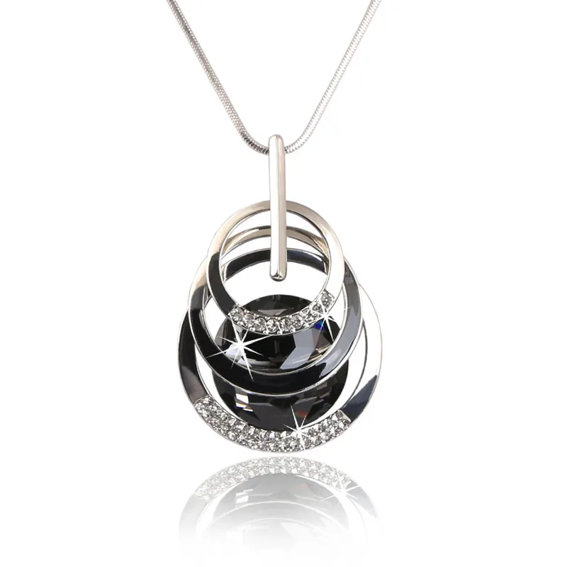 Модное Длинное Ожерелье с круглым кулоном цепочкой на свитер новые круглые