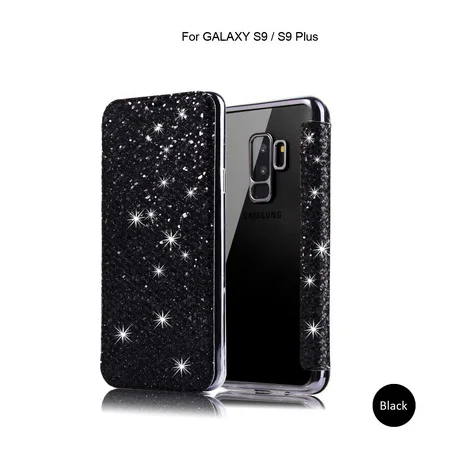 black Для samsung Galaxy S10 чехол роскошный блестящий Флип кожаный чехол для samsung Galaxy S8 S9 S10 Plus E Note 8 кошелек держатель для карт - Цвет: black