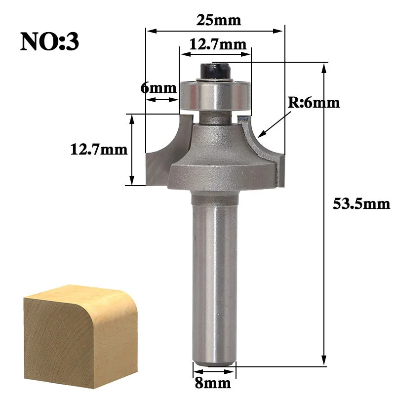 1 шт. 8 мм хвостовик концевые фрезы для закругления углов Вольфрамовая 2 Флейта