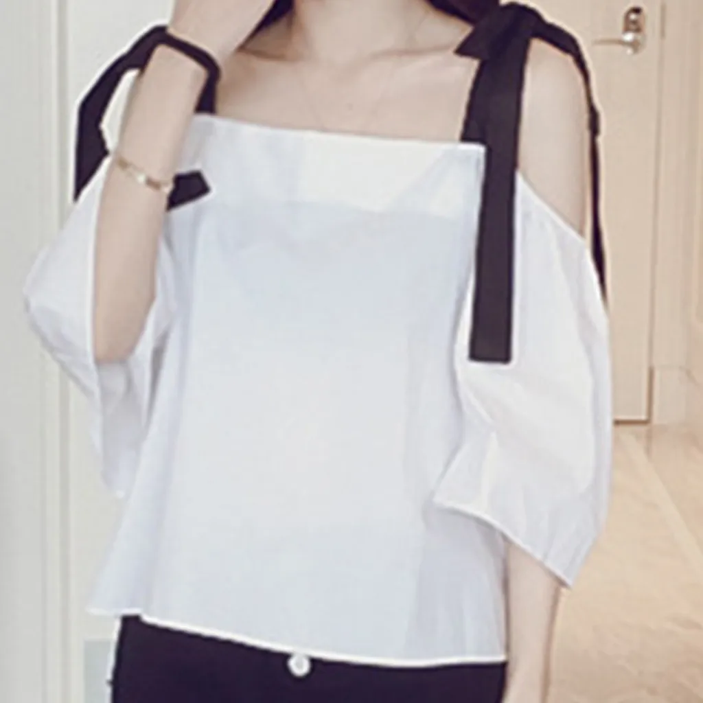 Блузка feitong женская с коротким рукавом свободная 2019 | Женская одежда