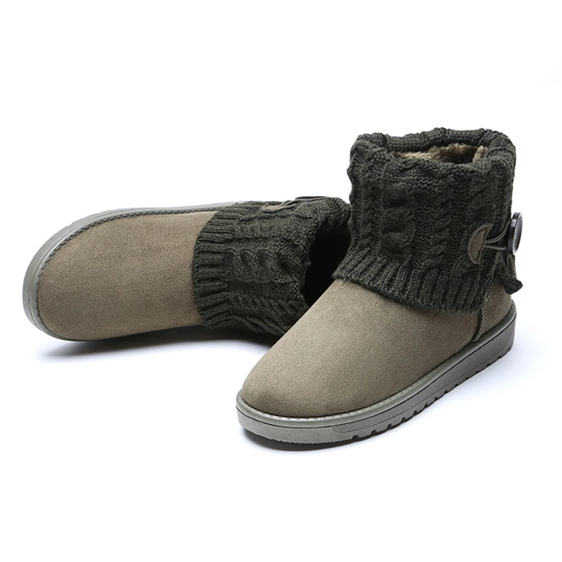 Женские сапоги до середины икры черные теплые из хлопка на плоской подошве с