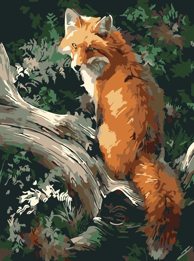 DIY картина маслом одиночные лиса гостиная спальня декоративные искусство