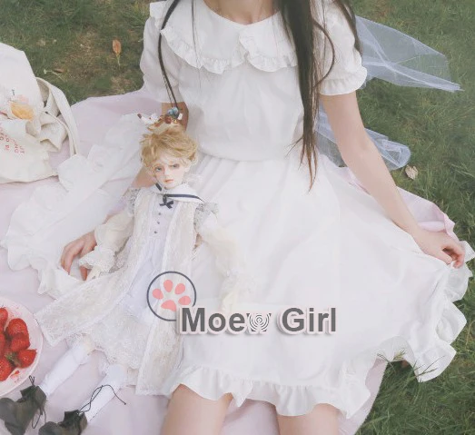 Милое женское платье в стиле &quotЛолита&quot &quotАнгел&quot чисто белое простое девушки