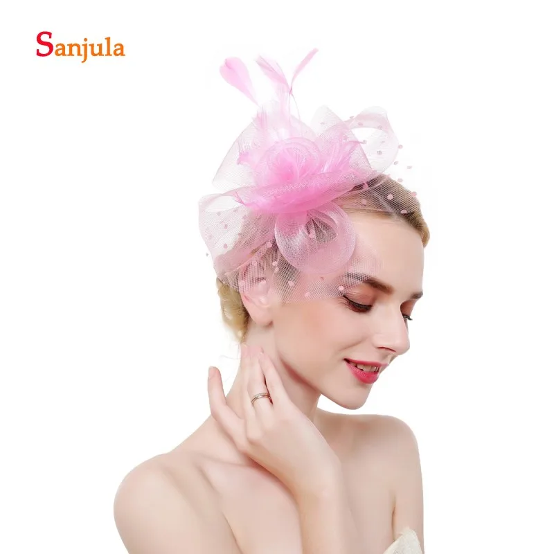 Женские тюлевые шляпки с цветами в горошек модные для свадьбы аксессуары волос