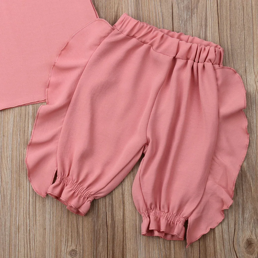 Новый стильный комплект модной летней одежды для маленьких девочек топ с