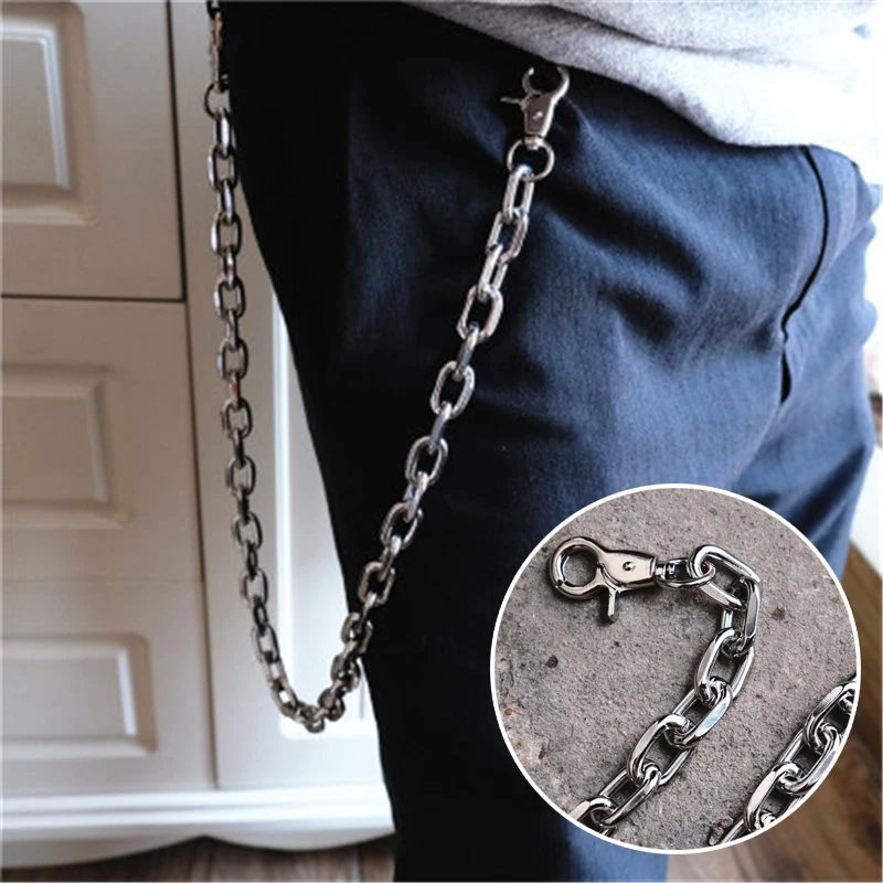 

Men Jewelry Jean Wallet Chain 3 Layer Waist Punk Hook Silver Trousers Pant Belt Chain Jewelry Keychain Pant Chain Survival Lock