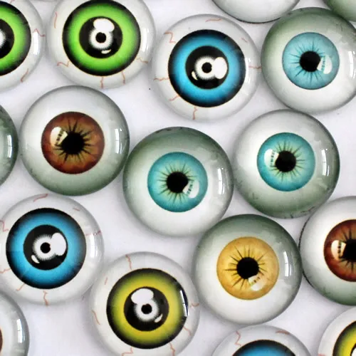 25 мм случайный смешанный стиль глаз круглый стеклянный кабошон с плоским