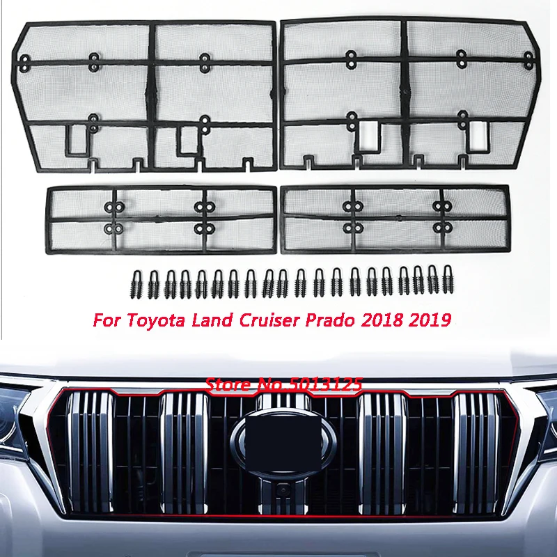 

Автомобильная сетка для защиты от насекомых, передняя решетка, вставка, сетка, аксессуары для Toyota Land Cruiser Prado 150 J150 LC150 FJ150 2018 2019 2020