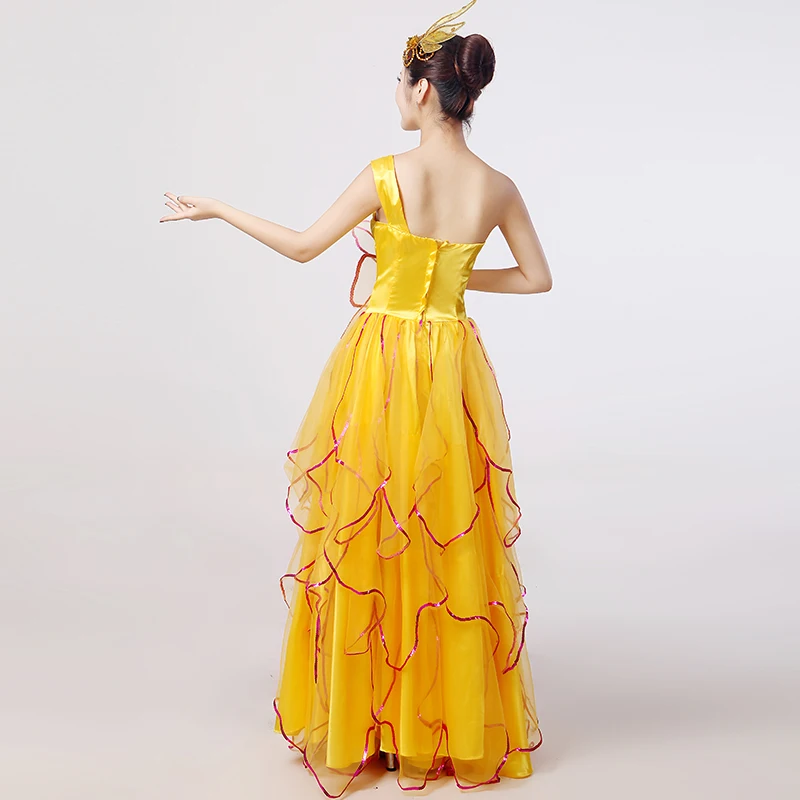 Бальные платья высокого качества с желтыми цветами фламенко танцевальное платье