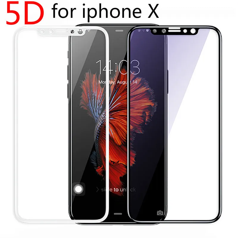 Высококачественная 5D Защитная пленка для экрана iphone 8 закаленное стекло 7 7Plus X |