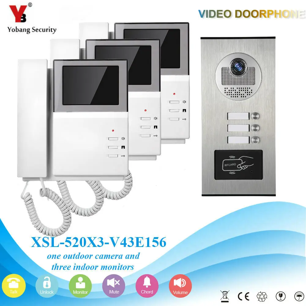 Yobang Security Multi Units Household Video Intercom Apartment RFID Door Phone System Max Support 12 Monitors For Option | Безопасность