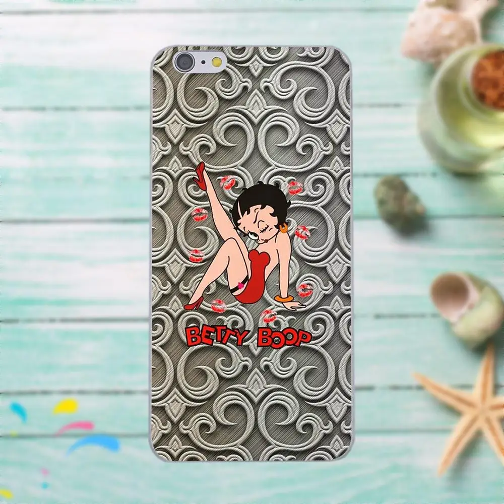 Cubierta Betty Boop En Un Vidrio Para Для Apple iPhone 4 4S 5 5C SE 6 6S 7 8 Plus X для LG G3 G4 G5 G6 K4 K7 K8 K10 V10
