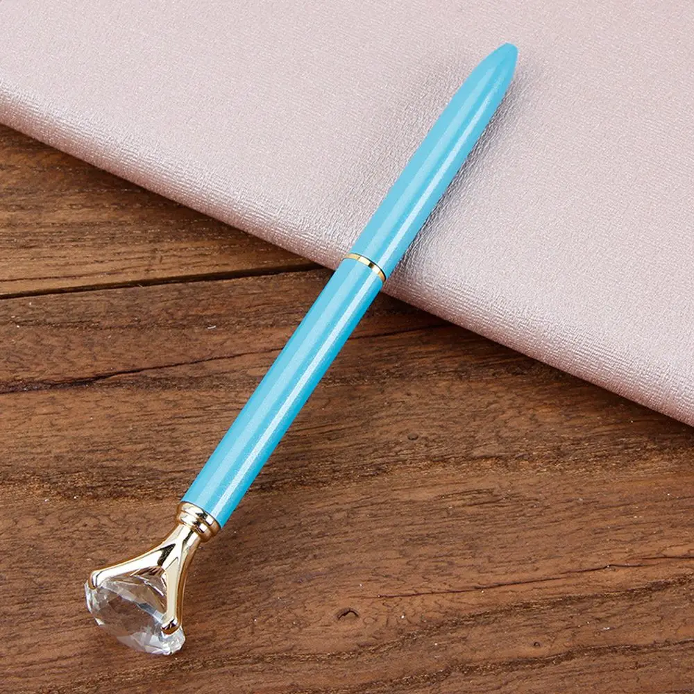 light blue Алмазные шариковые ручки, кавайные канцелярские принадлежности, Детские хвалебные подарки, Кристальные ручки для подписи, школьные офисные ручки для письма, caneta - Цвет: light blue