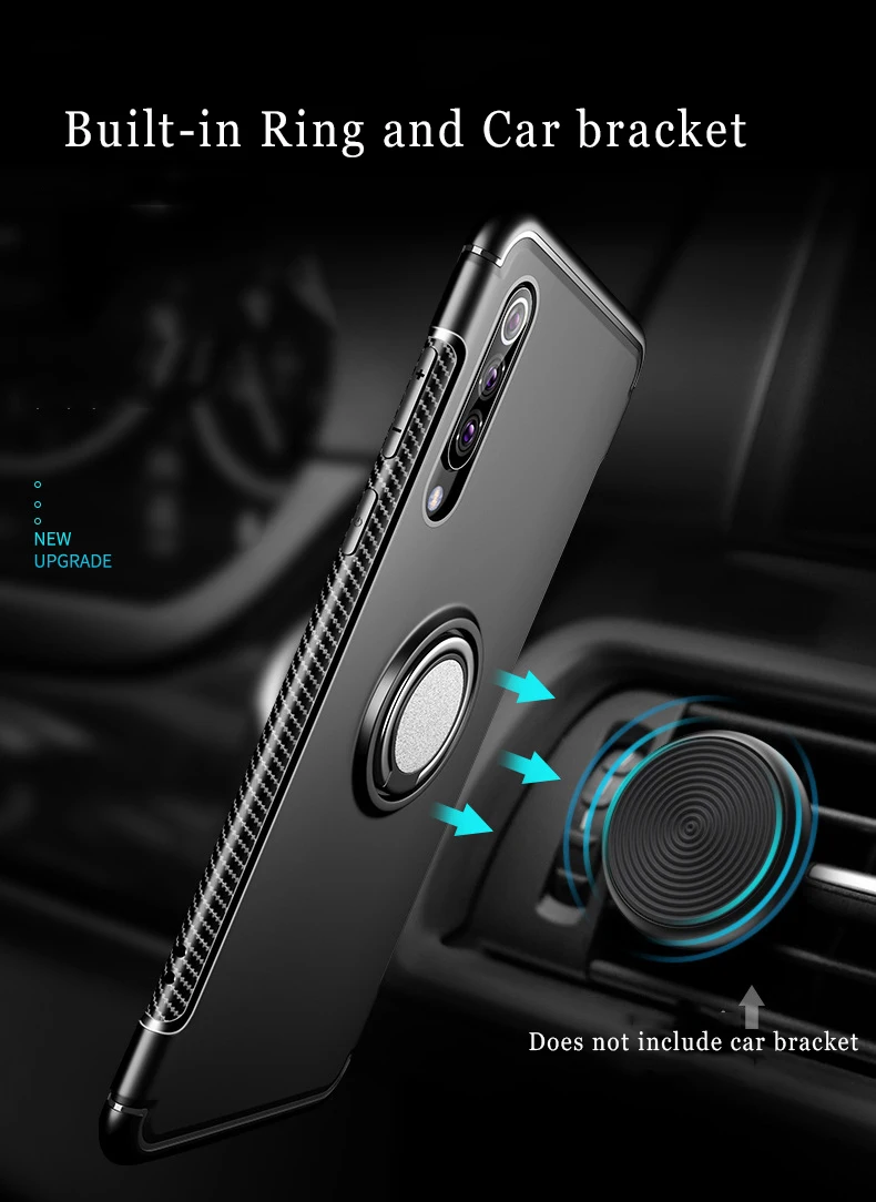 Чехол Yeuzoe для Xiaomi Mi 9 противоударный металлический кольцевой держатель