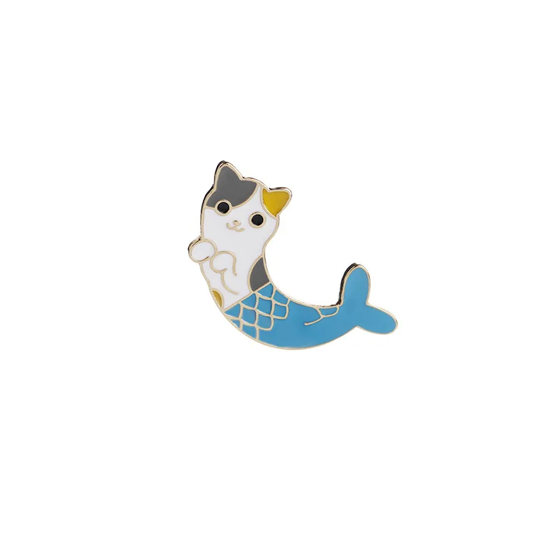Высокое качество мультяшная брошь в виде кота Русалочки студенческий знак